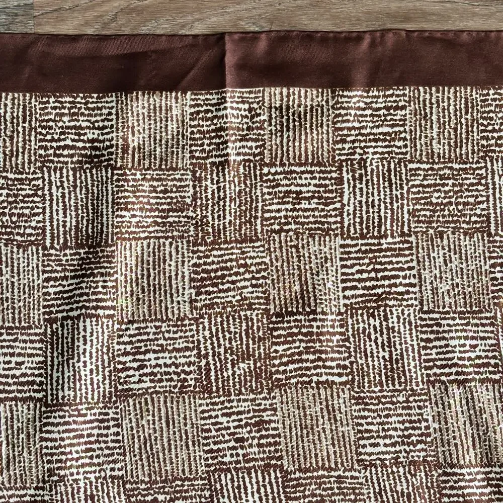Vintage Bill Blass Silk Scarf Brown White Check Pattern 28” Square Designer